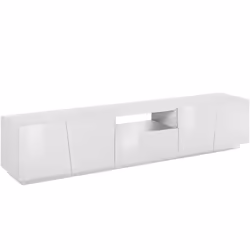 MOBILE PORTA TV - Credenza bassa da soggiorno, Base porta televisione, 100% Made in Italy, cm 220x43h46, Bianco lucido, con l ...