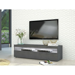 Mobile da soggiorno Porta Gianna, Made in Italy, Supporto per Gianna a 1 anta, Credenza da salotto, cm 130x45h36, Grigio Cenere, con luce LED bianca