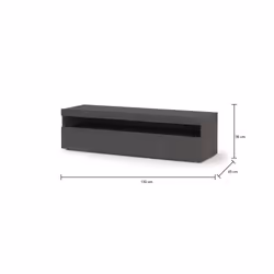 Mobile da soggiorno Porta Gianna, Made in Italy, Supporto per Gianna a 1 anta, Credenza da salotto, cm 130x45h36, Grigio Cenere, con luce LED bianca