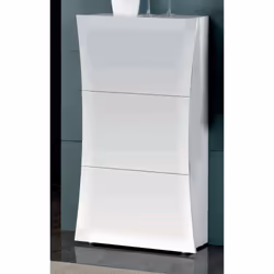 Scarpiera Ambrosio, Made in Italy, 3 ante, Portascarpe da ingresso, cm 71x27h122, colore Bianco lucido