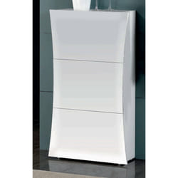 Scarpiera Ambrosio, Made in Italy, 3 ante, Portascarpe da ingresso, cm 71x27h122, colore Bianco lucido