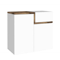 Scarpiera Morfeo, Mobile multiuso a 2 ante e 1 anta a ribalta, Portascarpe da ingresso, 100% Made in Italy, cm 80x40h80, Bianco lucido e Acero - Dmora