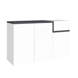 Dmora - Scarpiera Anist, Mobile multiuso 3 ante e 1 anta a ribalta, Portascarpe da ingresso, 100% Made in Italy, cm 120x40h80, Bianco lucido e Ardesia