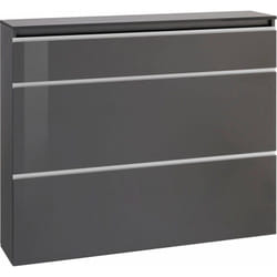 Scarpiera Amuri, Mobile multiuso a 2 ante e 1 anta a ribalta, Portascarpe da ingresso, 100% Made in Italy, cm 120x27h108, Antracite lucido - Dmora