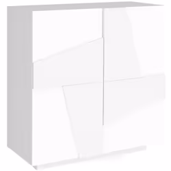 SCARPIERA - Mobile multiuso a 2 ante, Portascarpe da ingresso, 100% Made in Italy, cm 81x38h86, Bianco lucido con dettaglio. ...