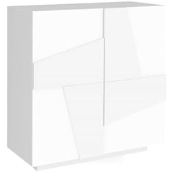 Scarpiera Apetta, Mobile multiuso a 2 ante, Portascarpe da ingresso, 100% Made in Italy, cm 81x38h86, Bianco lucido con dettaglio - Dmora
