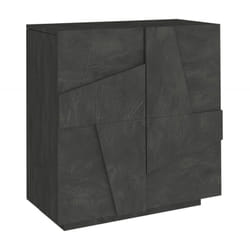 Scarpiera Apetta, Mobile multiuso a 2 ante, Portascarpe da ingresso, 100% Made in Italy, cm 81x38h86, Ardesia con dettaglio - Dmora