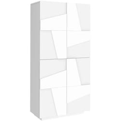 Scarpiera Archibal, Mobile multiuso a 4 ante battenti, Portascarpe da ingresso, 100% Made in Italy, cm 81x38h167, Bianco lucido - Dmora