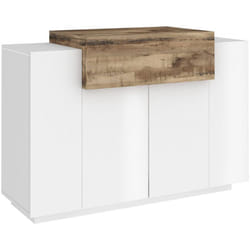 Scarpiera Aristotle, Mobile multiuso a 2 ante e 1 anta a ribalta, Portascarpe da ingresso, 100% Made in Italy, cm 120x45h86, Bianco lucido e Acero