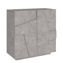 Scarpiera Apetta, Mobile multiuso a 2 ante, Portascarpe da ingresso, 100% Made in Italy, cm 81x38h86, Cemento con dettaglio - Dmora