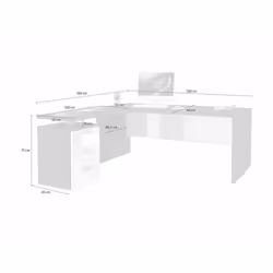 Scrivania ad Ascuby, Made in Italy, Tavolo da computer minimal, Scrittoio porta PC, cm 160x60h75, Bianco lucido