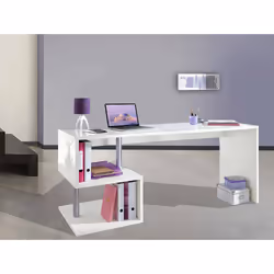 Scrivania moderna ad Esse per ufficio e studio con Poseidone, Made in Italy, Tavolo da computer, Scrittoio porta PC, cm 180x6 ...