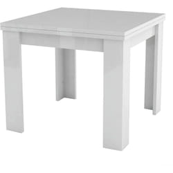 Tavolo allungabile Airin, Consolle ausiliare da cucina, Tavolo allungabile, 100% Made in Italy, cm 90x90h75, Bianco lucido - Dmora