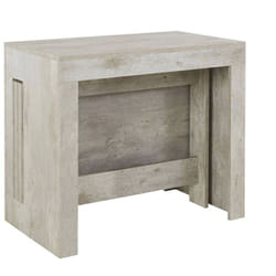 Dmora - Consolle allungabile Anello, Consolle allungabile fino a 12 posti, Tavolo con portallunghe, 100% Made in Italy, cm 51/300x90h77, Cemento