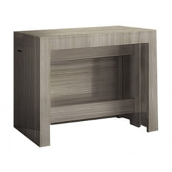 Consolle allungabile Anello, Consolle allungabile fino a 12 posti, Tavolo con portallunghe, 100% Made in Italy, cm 51/300x90h77, Olmo perla - Dmora
