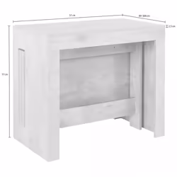 Tavolo da pranzo Anello, Made in Italy, Consolle allungabile fino a 12 posti, con portallunghe, cm 51/300x90h77 Bianco lucido
