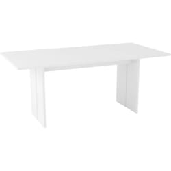 Tavolo fisso Alibi, Ripiano rettangolare di design, Tavolo da cucina, 100% Made in Italy, cm 160x90h75, Bianco lucido - Dmora