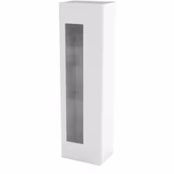 VETRINA - Credenza con anta a vetro, Mobile da soggiorno multiuso, 100% Made in Italy, cm 45x34h162, Bianco lucido. STRUTTURA ...
