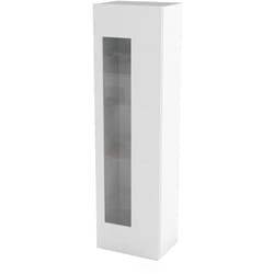 Vetrina Adatka, Credenza con anta a vetro, Mobile da soggiorno multiuso, 100% Made in Italy, cm 45x34h162, Bianco lucido - Dmora