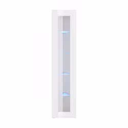 VETRINA - Credenza con ripiani in vetro, Mobile da soggiorno multiuso con luce LED, 100% Made in Italy, cm 40x30h180, Bianco  ...