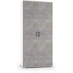 Armadio multiuso Aliosha, Mobile lineare a 2 Ante battenti, Guardaroba a 4 ripiani regolabili, Scarpiera moderna, 100% Made in Italy, 90x45h195 cm,