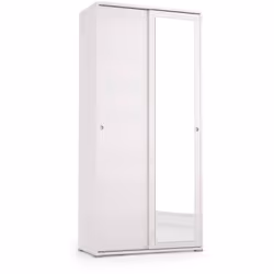 GUARDAROBA 2 ANTE - Armadio a 2 ante scorrevoli e specchio, Mobile con barra appendiabiti e ripiani, 100% Made in Italy, 90x4 ...