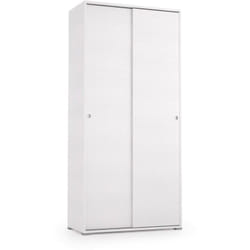 Guardaroba Alaysia, Armadio a 2 ante scorrevoli e 4 ripiani, Mobile moderno multiuso per camera da letto, 100% Made in Italy, 90x45h195 cm, Bianco