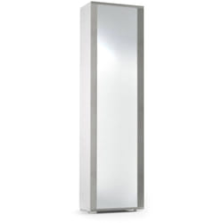 Scarpiera Asiago, Mobile multiuso da ingresso con anta a specchio , Armadio moderno portascarpe a 7 ripiani, 100% Made in Italy, 50x32hx182 cm,