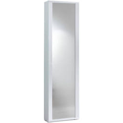 Scarpiera Asiago, Mobile multiuso da ingresso con anta a specchio , Armadio moderno portascarpe a 7 ripiani, 100% Made in Italy, 50x32hx182 cm,