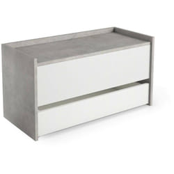 Dmora - Cassapanca Sogno, Mobile da ingresso moderno con scarpiera, Cassapanca baule con due contenitori, 100% Made in Italy, 90x40h46 cm, Bianco e