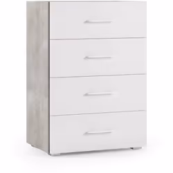 CASSETTIERA - Settimanale a 4 cassetti per camera da letto, Mobiletto multiuso da ufficio o studio, 60x41h87 cm, Cemento e Bi ...