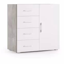 CREDENZA - Mobile buffet a 1 anta e 4 cassetti, Madia da soggiorno, Armadietto multiuso con ripiani, 100% Made in Italy, 90x4 ...