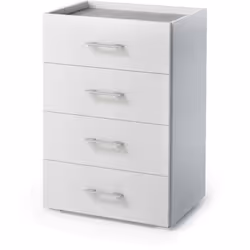 CASSETTIERA - Settimanale a 4 cassetti per camera da letto, Mobiletto multiuso da ufficio o studio, 50x41h87 cm, Bianco e Cem ...