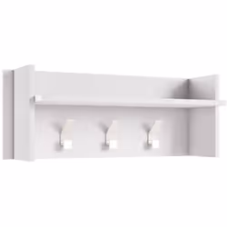 MOBILE DA INGRESSO - Mobile appendiabiti con 3 ganci, Mensola portaoggetti da ingresso, 100% Made in Italy, 90x29h34 cm, Bian ...