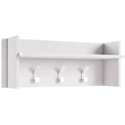 Dmora - Mobile da ingresso Angry, Mobile appendiabiti con 3 ganci, Mensola portaoggetti da ingresso, 100% Made in Italy, 90x29h34 cm, Bianco