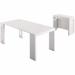 CONSOLLE ALLUNGABILE - Tavolo da pranzo estensibile, Consolle multiuso con allunghe, 100% Made in Italy, 186x80h76 cm, Bianco ...