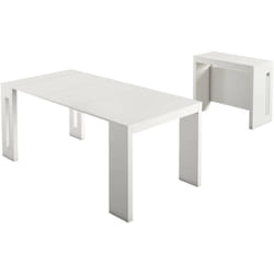 Consolle allungabile Akam, Tavolo da pranzo estensibile, Consolle multiuso con allunghe, 100% Made in Italy, 186x80h76 cm, Bianco - Dmora