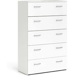 Cassettiera Aikol, Settimino multiuso, Comò camera da letto, Mobile con cassetti, 74x36 h114 cm, Bianco - Dmora