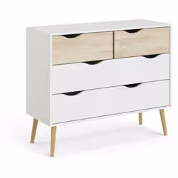 CASSETTIERA - Settimino multiuso, Comò camera da letto, Mobile con cassetti, 98x39 h81 cm, Bianco e Quercia. STRUTTURA E UTIL ...