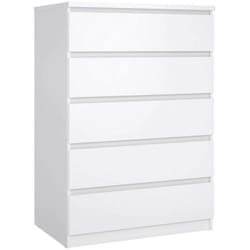 Cassettiera Ansel, Settimino multiuso, Comò camera da letto, Mobile con cassetti, 77x50 h111 cm, Bianco lucido - Dmora