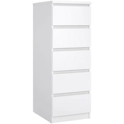 Cassettiera Achaldi, Settimino multiuso, Comò camera da letto, Mobile con cassetti, 50x40 h111 cm, Bianco lucido - Dmora