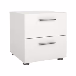 Comodino a due cassetti con Apolla, colore bianco, cm 40 x 42 x 40