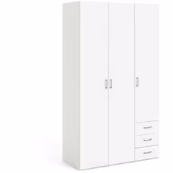 GUARDAROBA 3 ANTE - Mobile camera da letto, Cabina armadio portabiti, Armadio appendiabiti, 115x49 h200 cm, Bianco. STRUTTURA ...