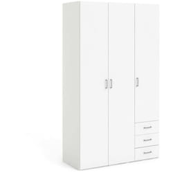 Guardaroba 3 ante Aquilone, Mobile camera da letto, Cabina armadio portabiti, Armadio appendiabiti, 115x49 h200 cm, Bianco - Dmora