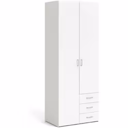 GUARDAROBA 2 ANTE - Mobile camera da letto, Cabina armadio portabiti, Armadio appendiabiti, 77x50 h200 cm, Bianco. STRUTTURA ...