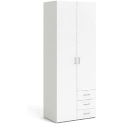 Guardaroba 2 ante Apollina, Mobile camera da letto, Cabina armadio portabiti, Armadio appendiabiti, 77x50 h200 cm, Bianco - Dmora