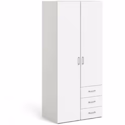 GUARDAROBA 2 ANTE - Mobile camera da letto, Cabina armadio portabiti, Armadio appendiabiti, 77x49 h175 cm, Bianco. STRUTTURA  ...
