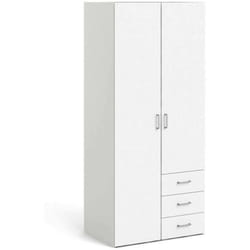 Guardaroba 2 ante Arci, Mobile camera da letto, Cabina armadio portabiti, Armadio appendiabiti, 77x49 h175 cm, Bianco - Dmora