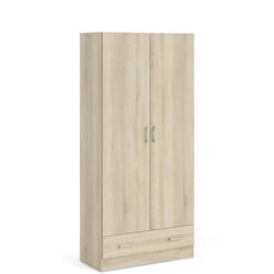 Guardaroba 2 ante Amylya, Mobile camera da letto, Cabina armadio portabiti, Armadio appendiabiti, 79x36 h170 cm, Quercia - Dmora