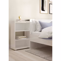 Testiera per letto con uno scaffale per Peridoto, colore bianco lucido, cm 144 x 79 x 28